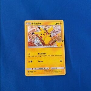 Pokemon Pikachu Card with Yellow and Blue
